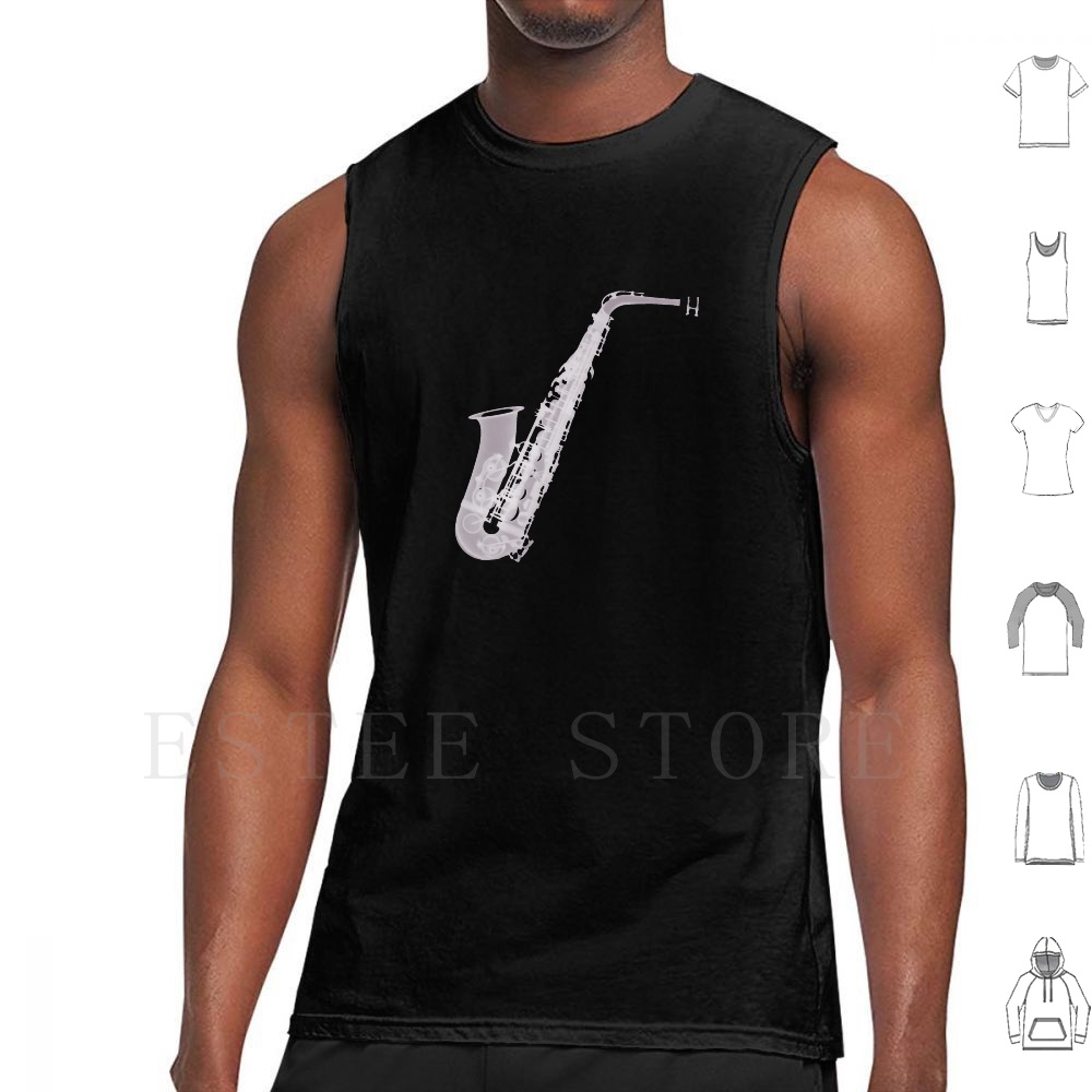 Saxophone-X-Ray Tank Tops Vest - مراجعة Musical Instrument Images وسعره
