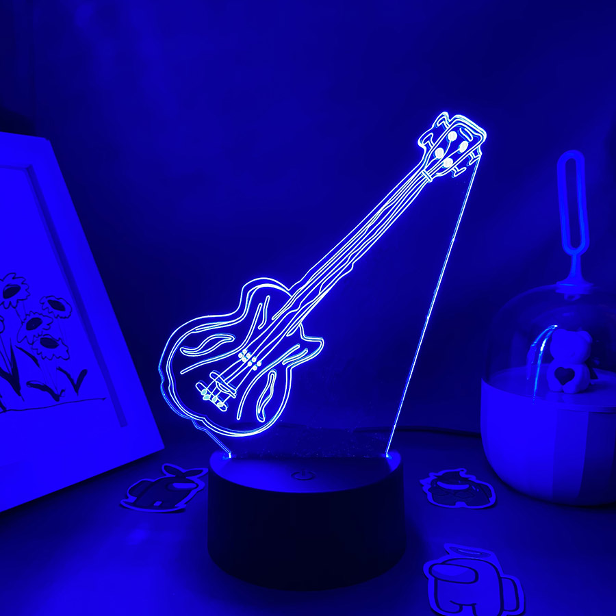 Guitar 3D Illusion LED Night L - مراجعة Musical Instrument No Touch وسعره