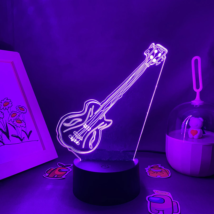 Guitar 3D Illusion LED Night L - مراجعة Musical Instrument No Touch وسعره