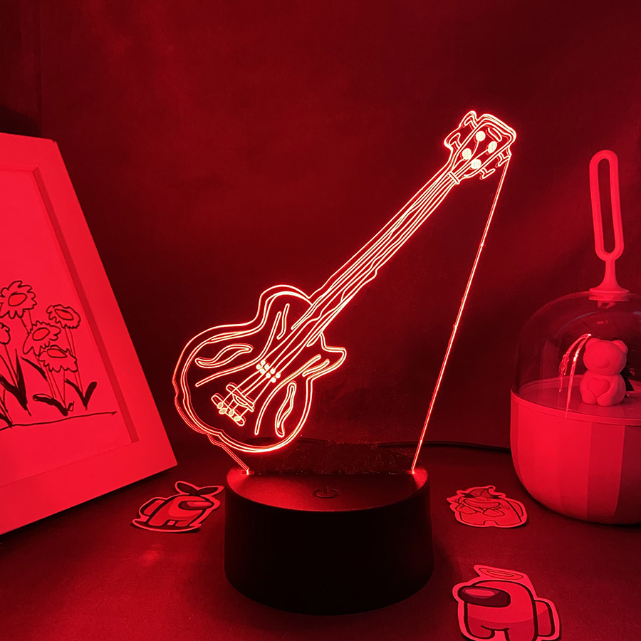 Guitar 3D Illusion LED Night L - مراجعة Musical Instrument No Touch وسعره
