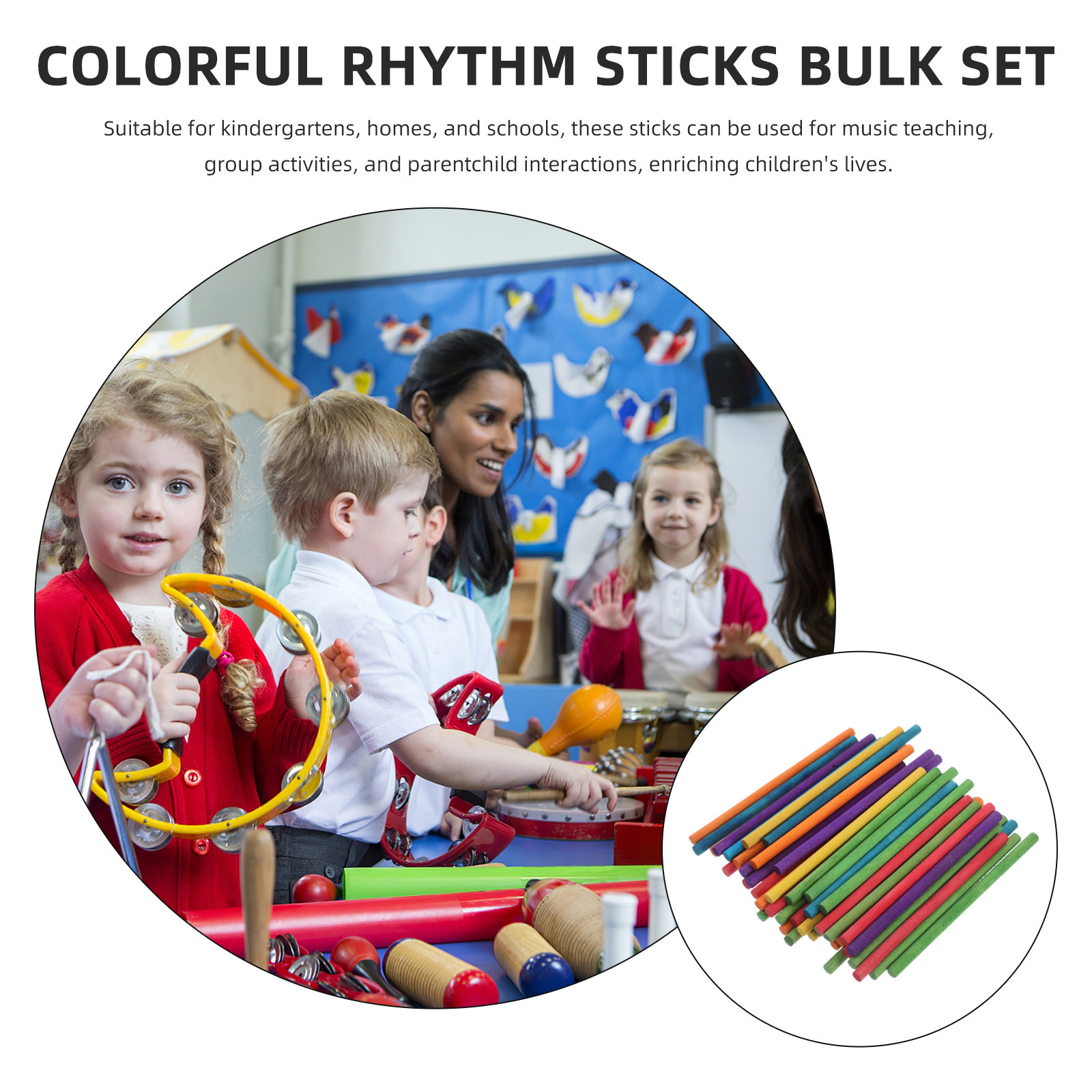 50pcs Rhythm Sticks For Kids W - مراجعة Musical Instrument For Toddlers وسعره