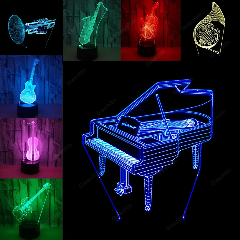 3D Illusion Night Light Led US - مراجعة Musical Instrument No Touch وسعره